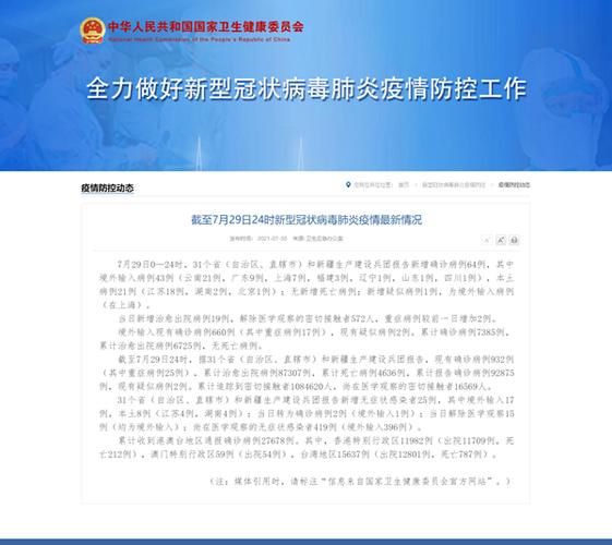 31省市7月2日新增21例重症:31省新增7例确诊jh