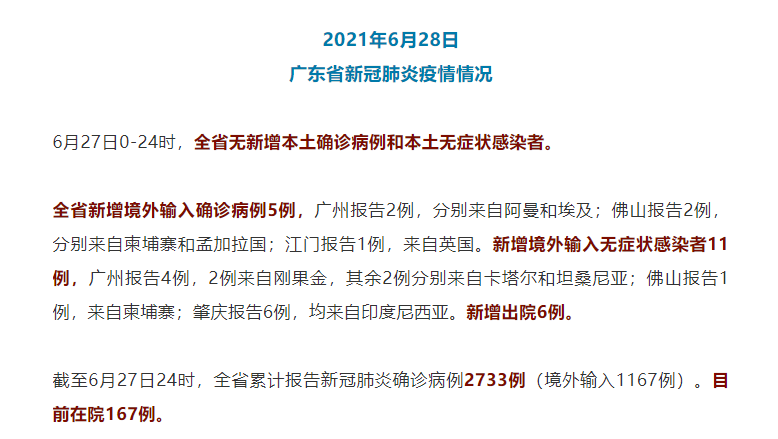 31省份新增境外输入27例广东省湛江市霞山区27例/广东省湛江市霞山区附属医院